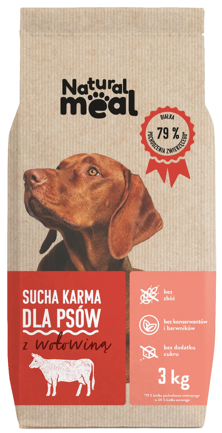 Karma dla psa sucha wołowina Natural Meal 3kg widok główny