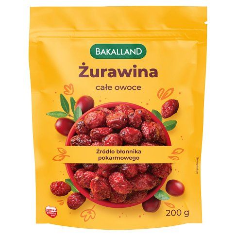 Żurawina całe owoce Bakalland 200g widok 1