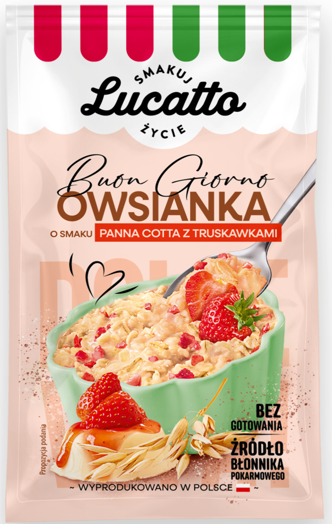 Owsianka panna cotta z truskawkami Lucatto 50g widok 1