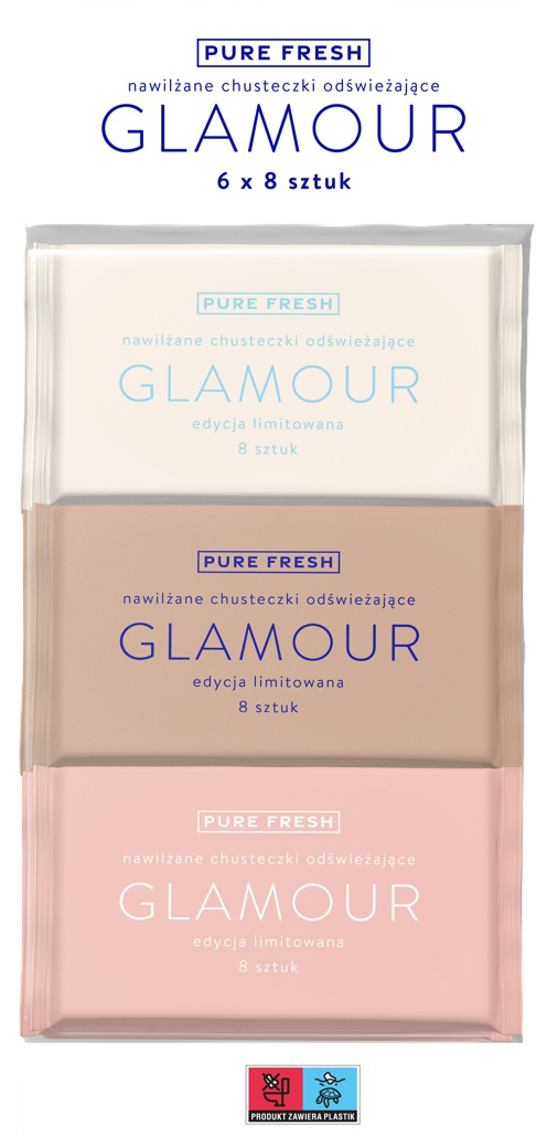Chusteczki nawilżane odświeżające Glamour 6x8szt widok 1