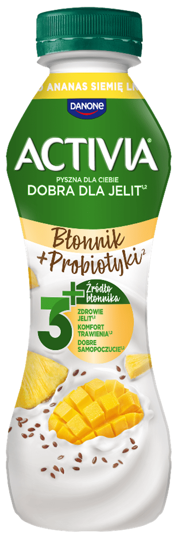 Jogurt pitny błonnik mango ananas len Activia 270g widok 1