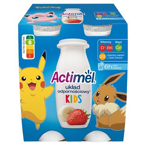 Actimel kids truskawka/banan 4x100g widok 5