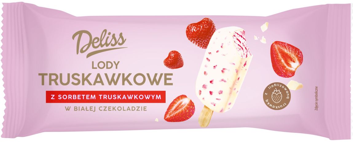 Lody na patyku truskawkowe z sorbetem Deliss 120ml widok 1