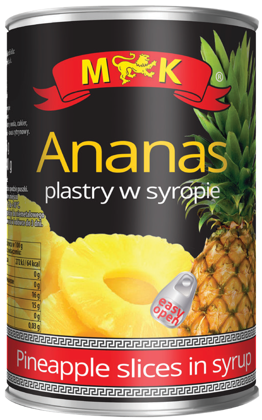 Ananas plastry MK 565/340g widok główny