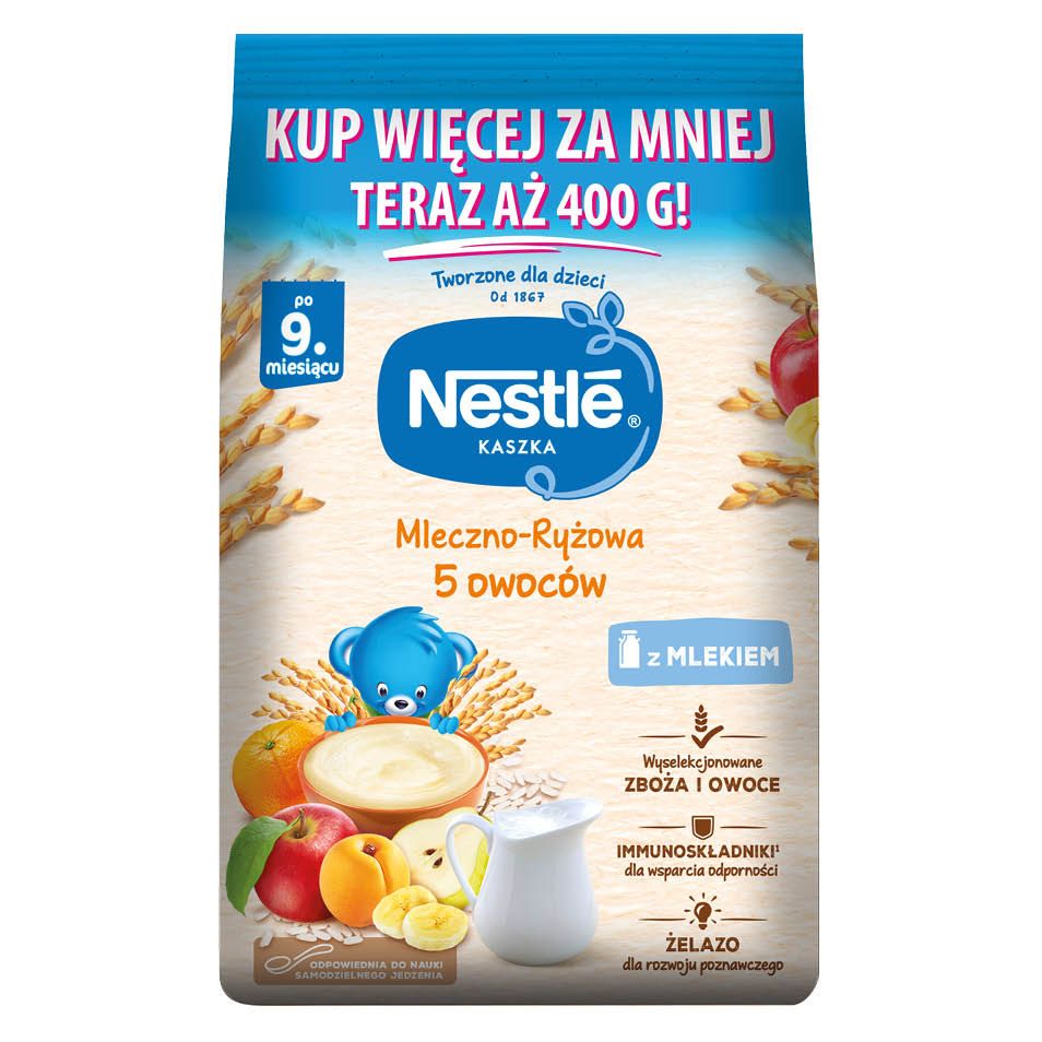 Kaszka mleczno-ryżowa 5 owoców Nestle 400g widok 1