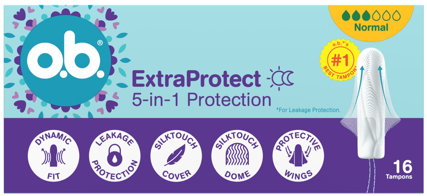 Tampony Ob extra protect normal 5w1 16szt widok 1