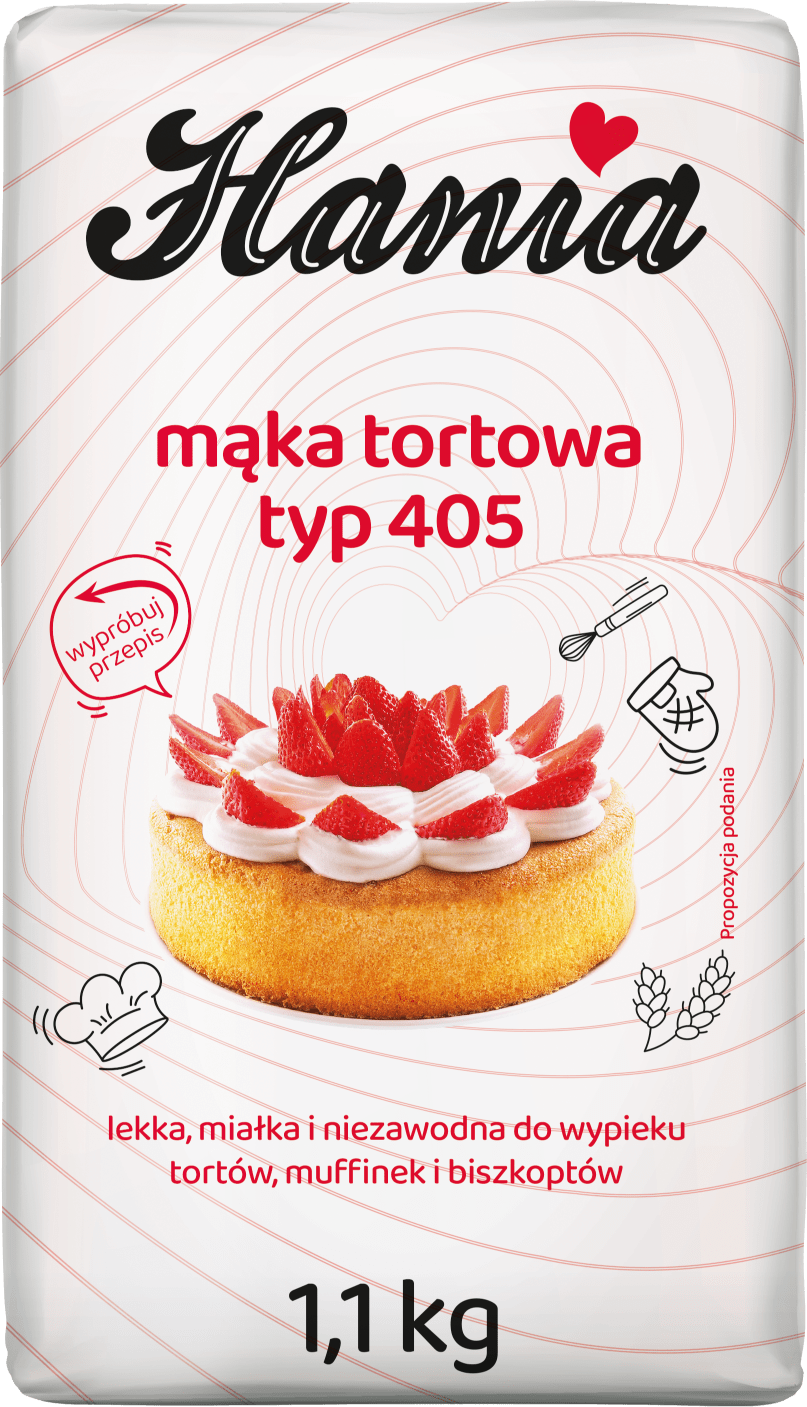 Mąka tortowa typ 405 Hania 1,1kg widok główny 