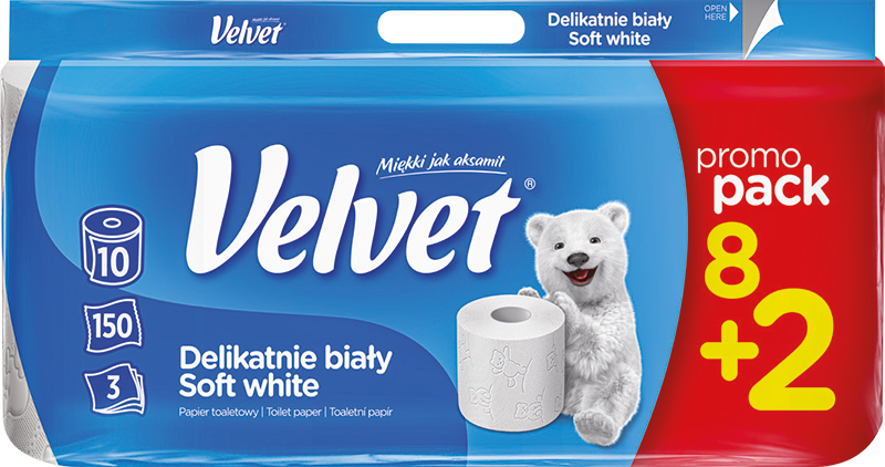 Papier toalet. Velvet A8+2gratis x150l 3w 18,3m widok 1