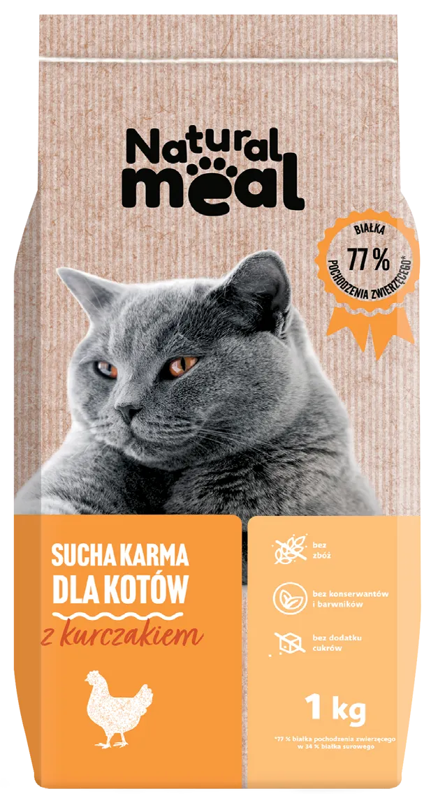 Karma dla kota sucha z kurczakiem Natural Meal 1kg widok główny