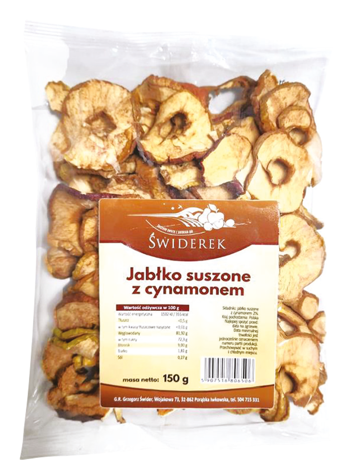 Jabłka suszone z cynamonem widok główny