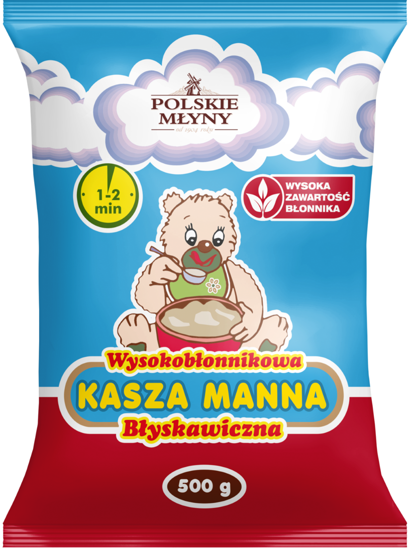 Kasza manna błyskawi wysokobłon Polskie Młyny 500g widok 1