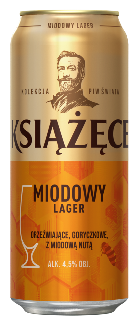 Piwo Książęce miodowe 0,5l 4,5% puszka widok 1