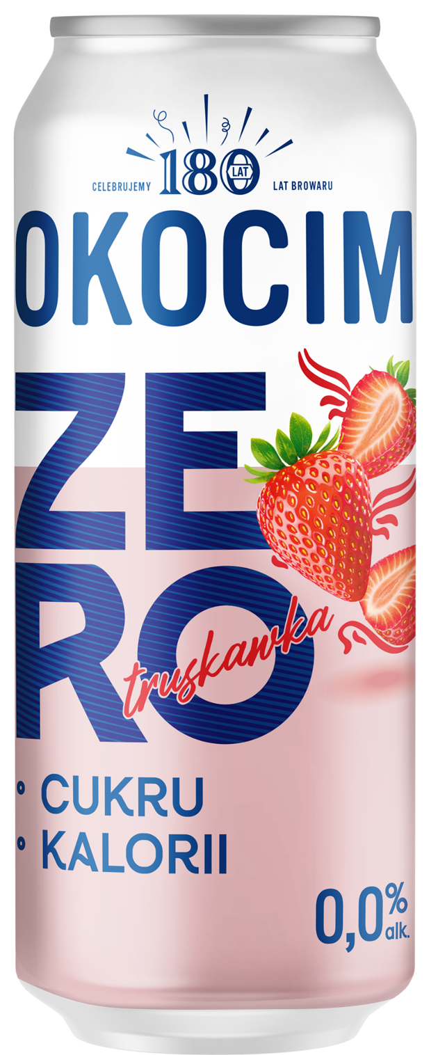 Piwo Okocim zero truskawka 0,5l 0% puszka widok 1