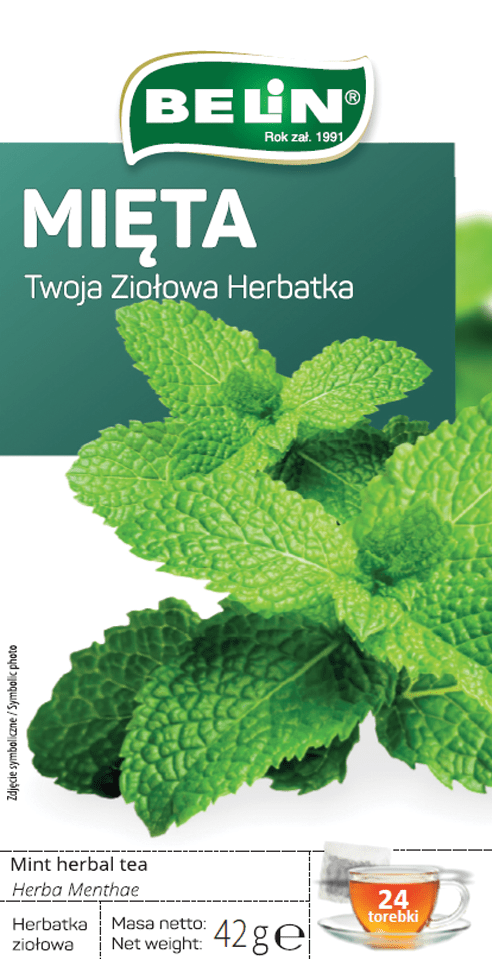 Herbatka ziołowa mięta Belin 24x1,75g widok główny