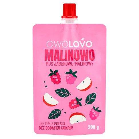 Mus jabłko malina Owolovo 200g widok główny