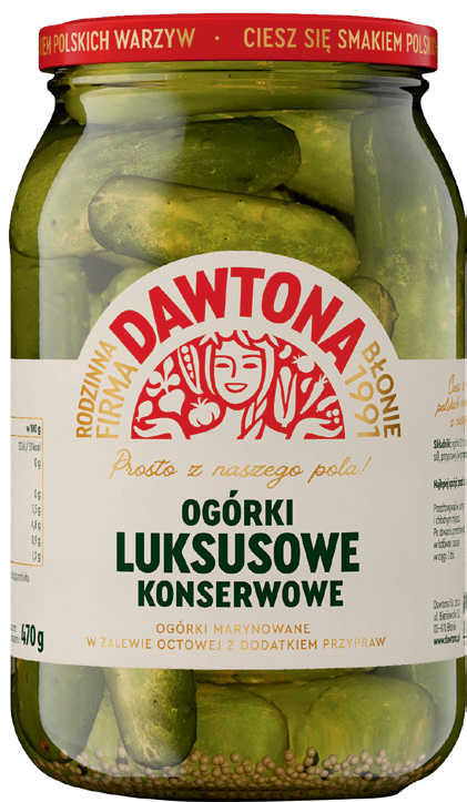 Ogórki konserwowe Luksusowe Dawtona 900/470g widok główny