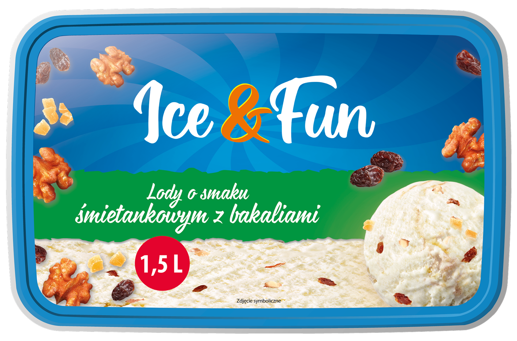 Lody śmietankowe z bakaliami Ice&Fun 1,5l widok główny