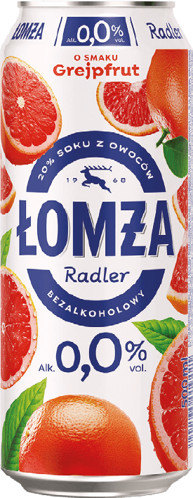 Napój piwny Łomża Radler grap. 0,5l 0% puszka widok główny