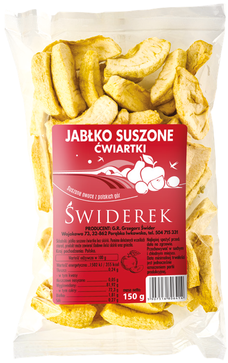 Jabłko suszone ćwiartki 150g szt widok 1
