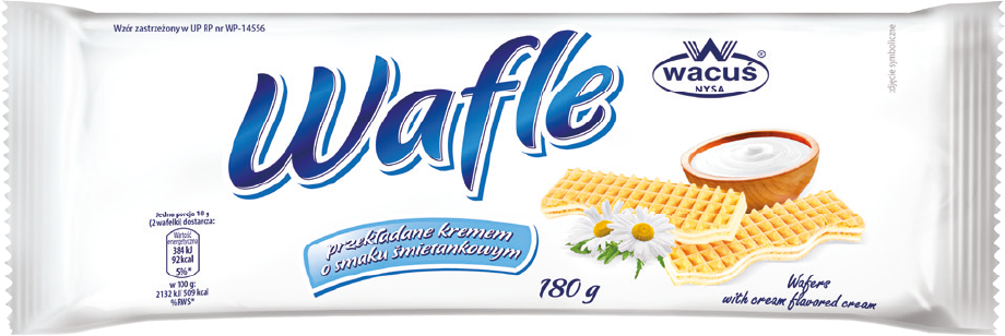 Wafle śmietankowe Wacuś 180g widok główny