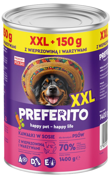Karma dla psa mokra wieprz z warzy Preferito 1,4kg widok główny