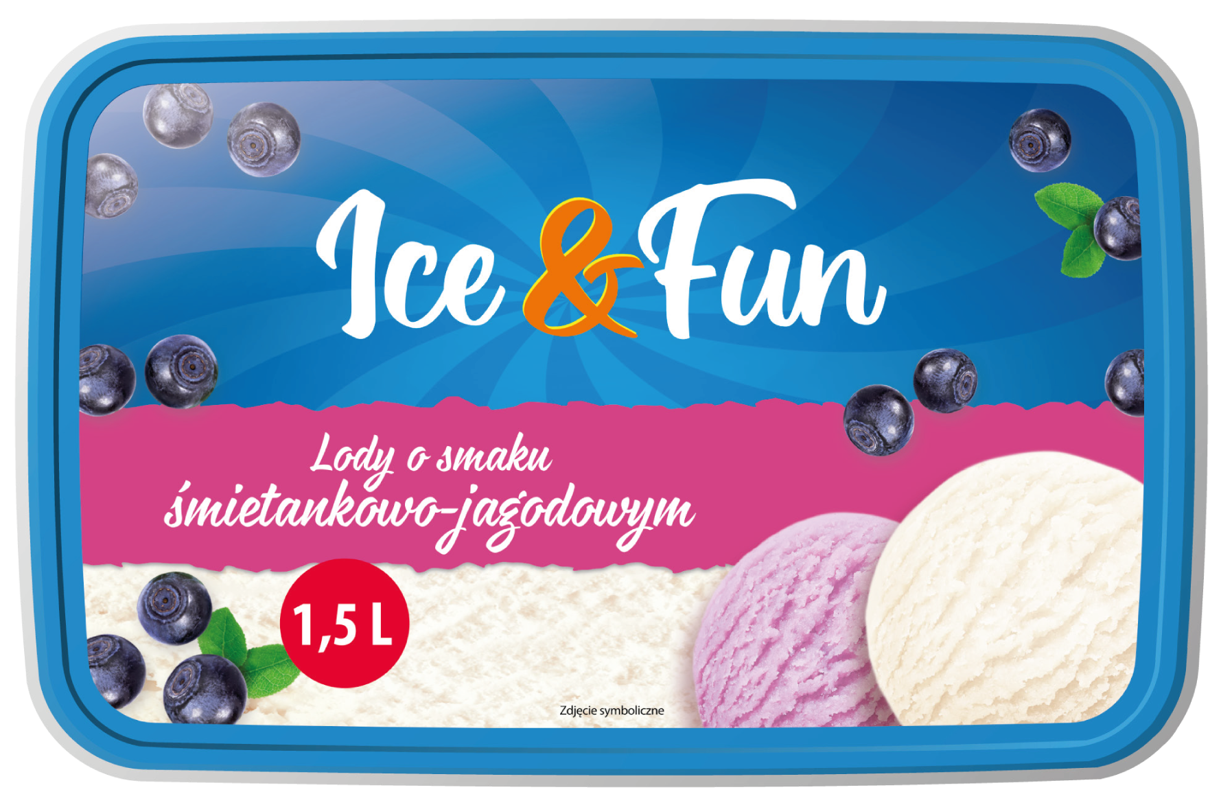 Lody śmietankowo jagodowe Ice&Fun 1,5l widok główny