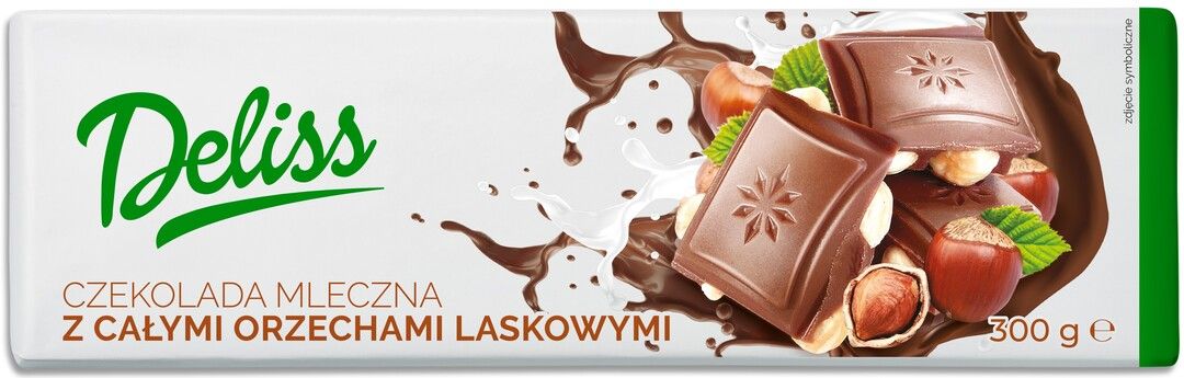 Czekolada mleczna z całymi orzechami Deliss 300g widok główny