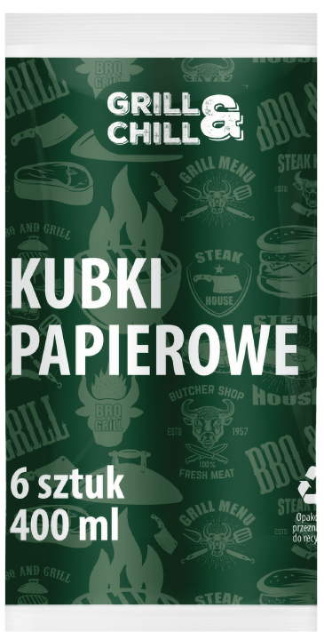 Kubki papierowe jednorazowe Grill&Chill 6x400ml widok główny