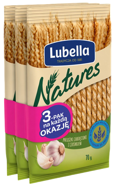 Paluszki Natures czosnek Lubella 3x70g widok 1