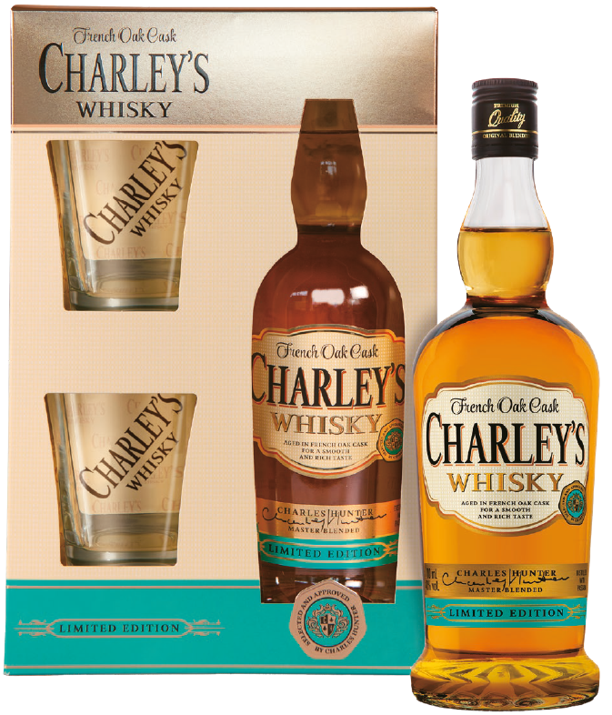 Zestaw whisky Charley's ze szklankami 0,7l 40% widok 1