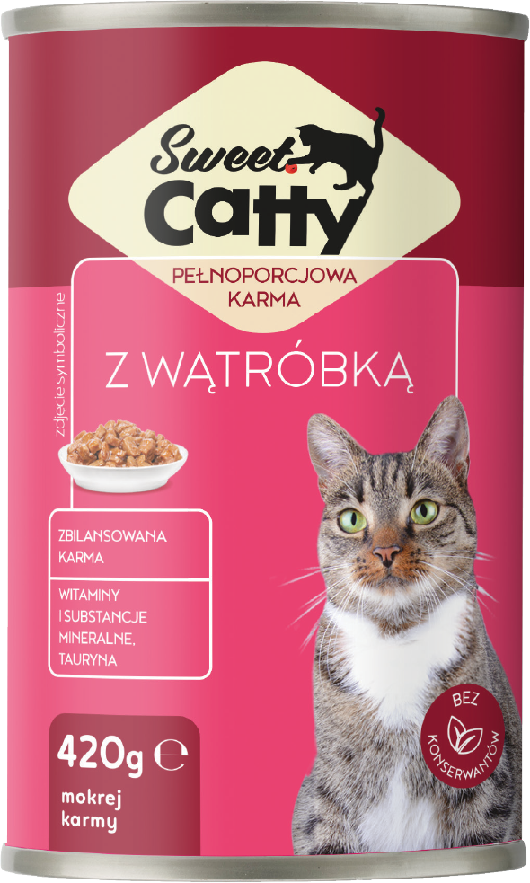 Karma dla kota mokra z wątróbką Sweet Catty 420g widok główny