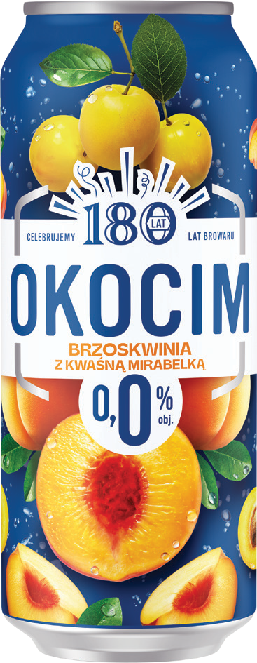 Piwo Okocim brzoskwinia mirabelka 0,5l 0% puszka widok 1