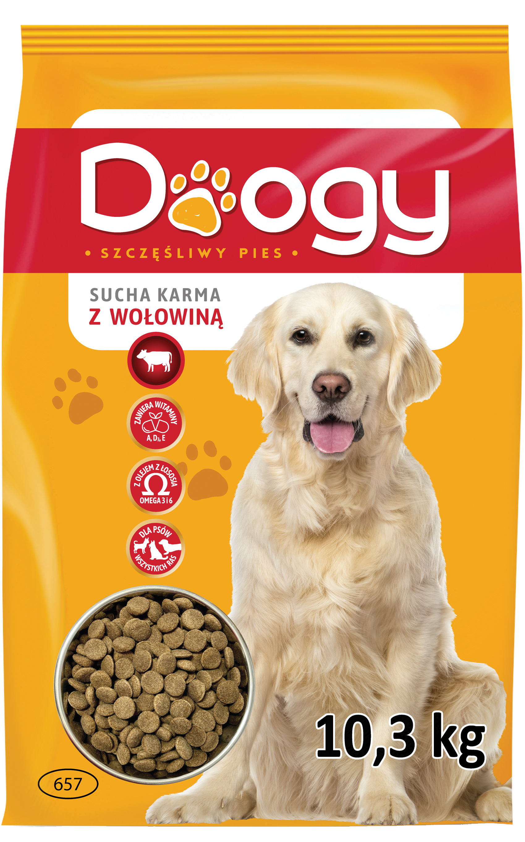 Karma dla psa sucha z wołowiną Doogy 10,3kg widok główny