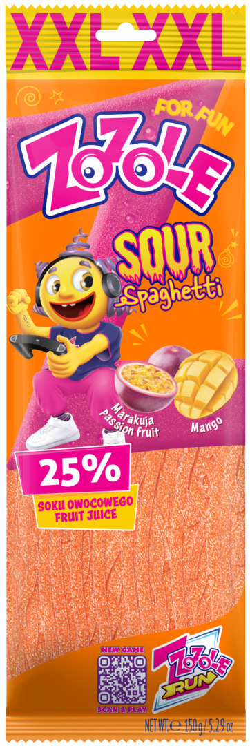 Żelki Zozole sour spaghetti mango marakuja 150g widok 1