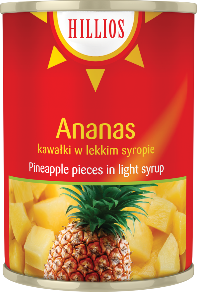 Ananas kawałki w lekkim syropie Hillios 565/340g widok 1