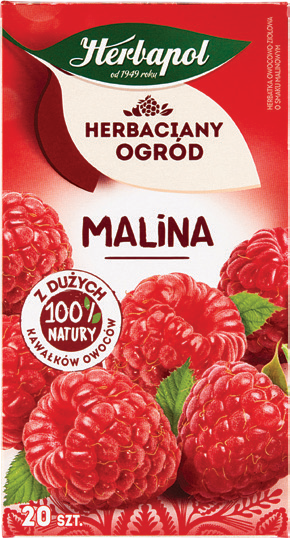 Herbatka owocowa malina Herbaciany Ogród 20x2,7g widok główny 