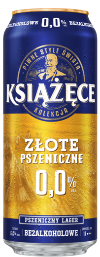 Piwo Książęce złote pszeniczne 0,5l 0% puszka widok 1
