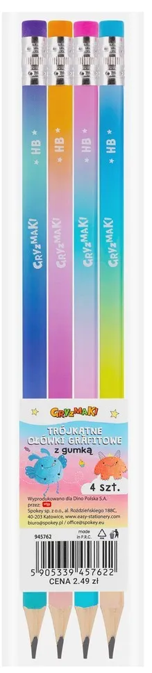 Ołówki z gumką ombre Gryzmaki 4szt Sz25 widok 1