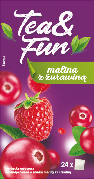 Herbatka owocowa malina żurawina Tea&Fun 24x1,75g widok główny 