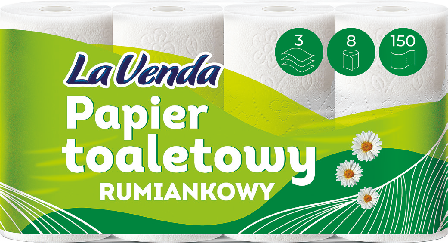 Papier toalet. rumiankowy Lavenda A8x150l 3w 18m widok główny 