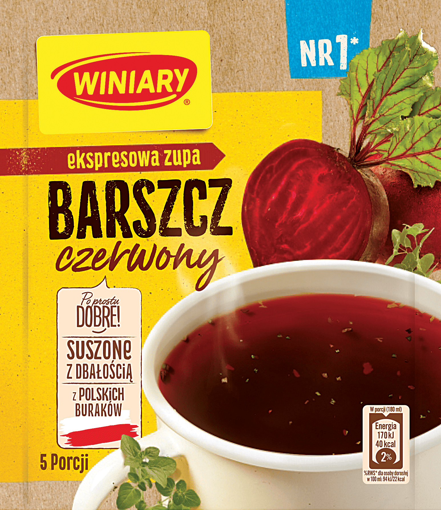 Zupa barszcz czerwony instant Winiary 60g widok główny