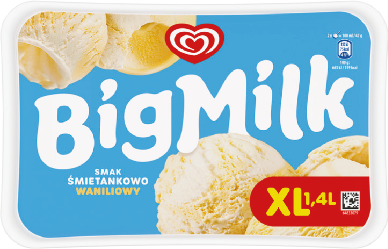 Lody śmietankowo waniliowe Big Milk 1,4l widok główny