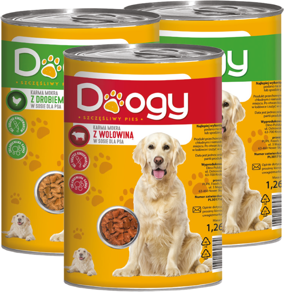 Karma dla psa mokra z wołowiną Doogy 1,26kg widok 1