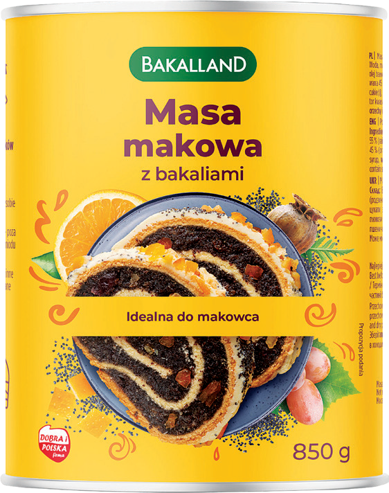 Masa makowa z bakaliami Bakalland 850g widok 1