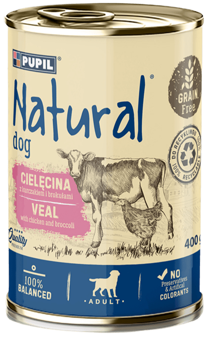 Karma dla psa mokra z cielęciną Pupil Natural 400g widok 1
