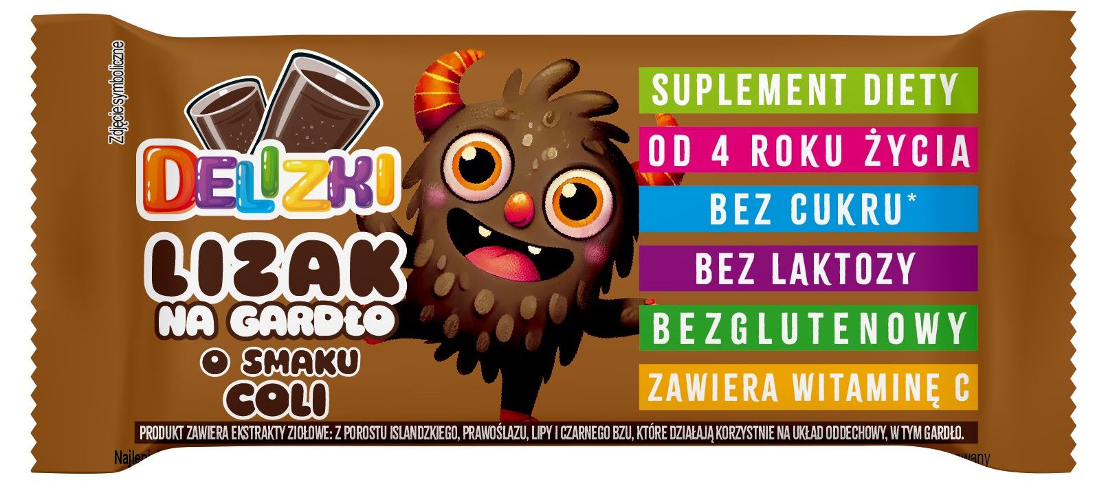 Zdjęcie produktu - Lizak na gardło cola Delizki 10g
