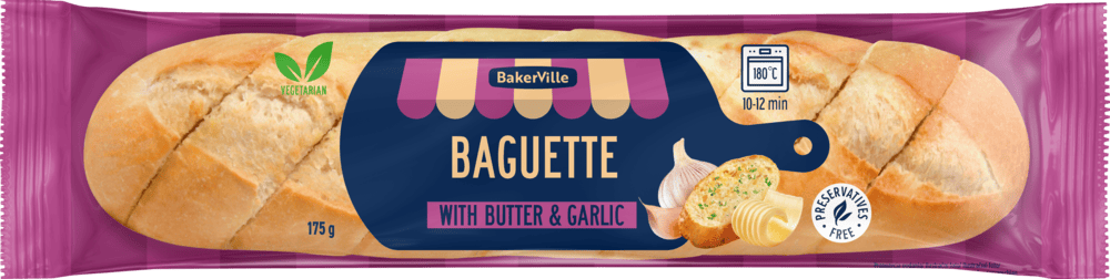 Bagietka z masłem i czosnkiem Aryzta Polska 175g widok główny