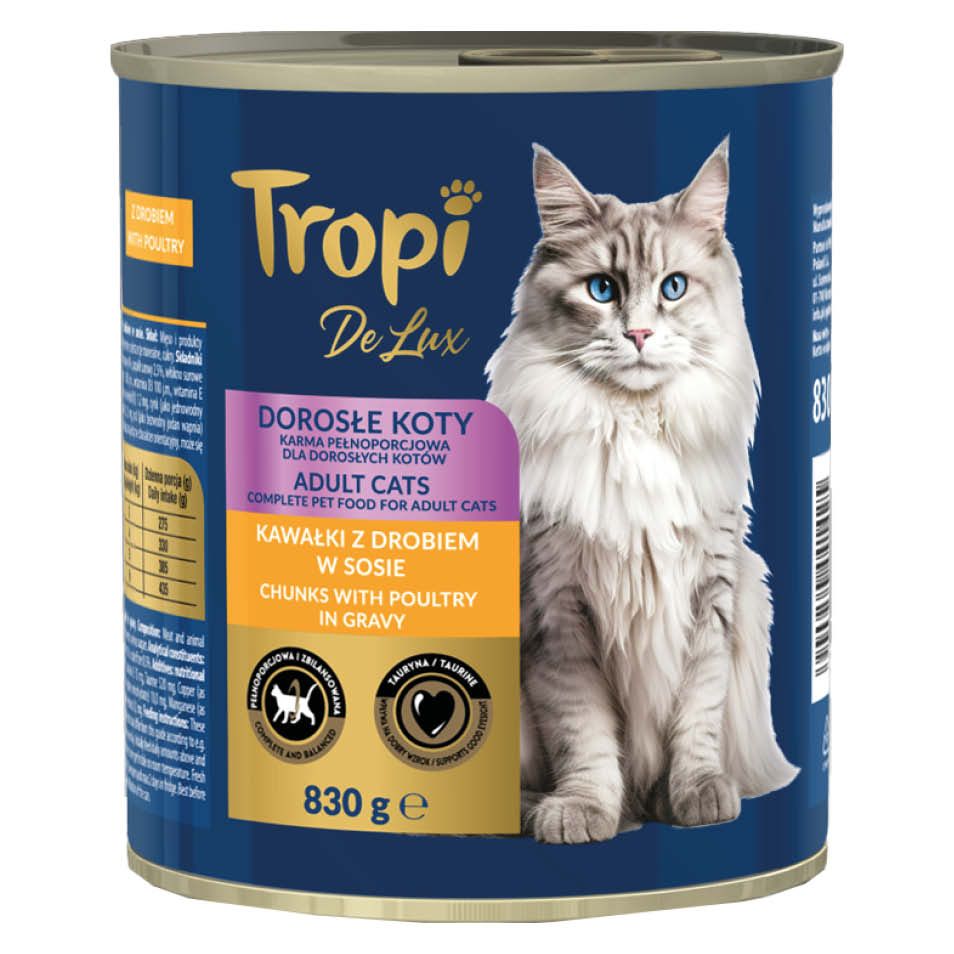 Karma dla kota mokra z drobiem Tropi Delux 830g widok 1