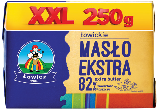 Masło ekstra 82% Łowickie 250g widok główny