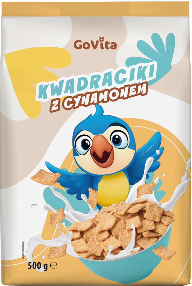 Płatki kwadraciki z cynamonem Govita 500g widok 1